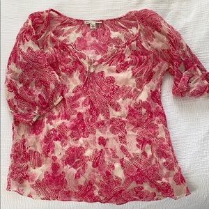 Banana Republic Pink and white blouse
